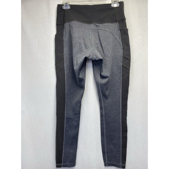 ATHLETA Mid-Rise Yoga-Gym Leggings Women Small Gray Color Block Zipper Pocket - Picture 2 of 16